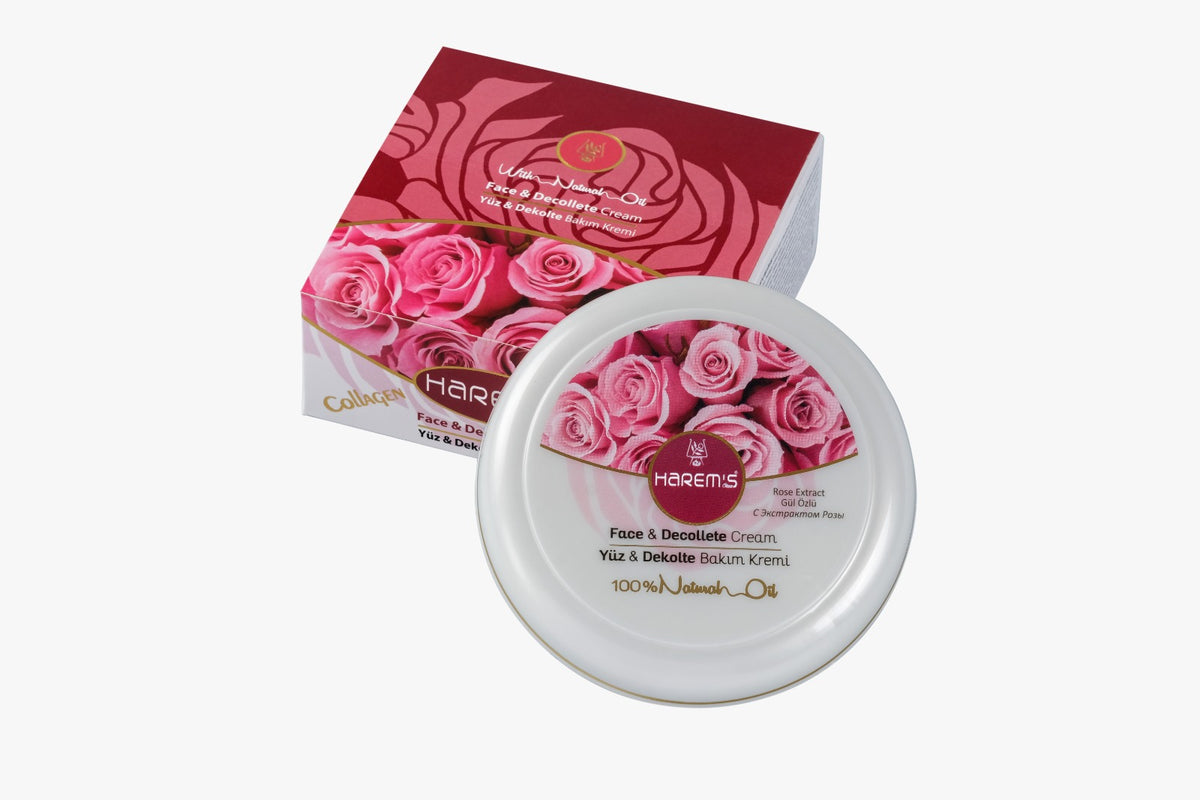 Harem's Rose Extract Face & Décolleté Care Cream (Enriched with Collagen & 100% Natural Oil)